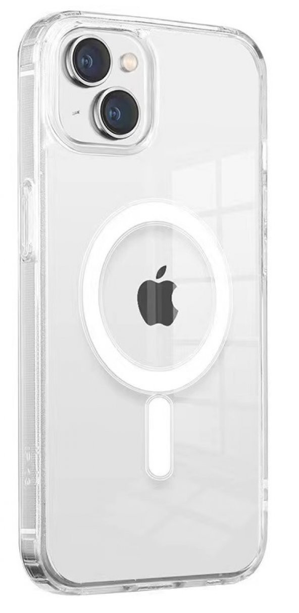 Apple iPhone 14 Kılıf Magsafe Şarj Özellikli Şeffaf Sert PC Kapak