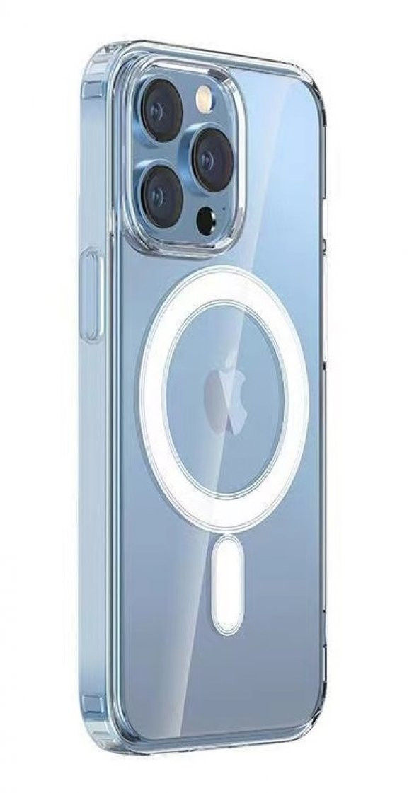 Apple iPhone 14 Pro Max Kılıf Magsafe Şarj Özellikli Şeffaf Sert PC Kapak