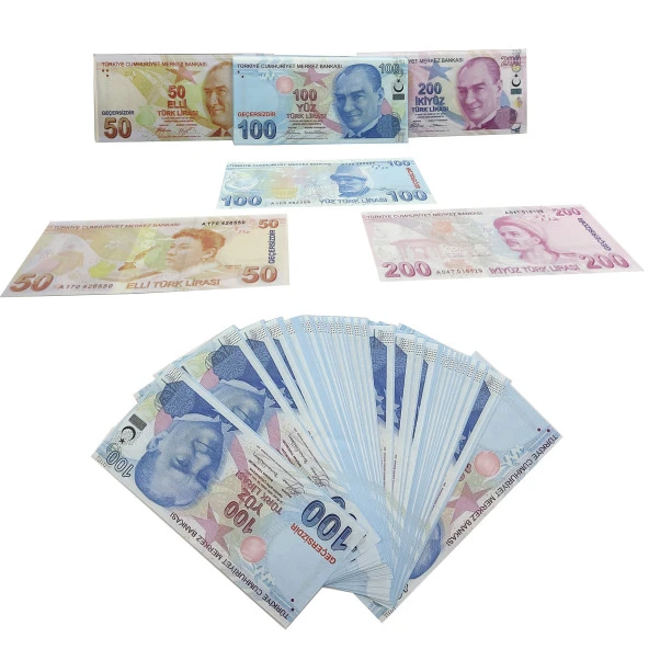 100 Tl 50 Adet Geçersiz Sahte Para Düğün Parası - 4
