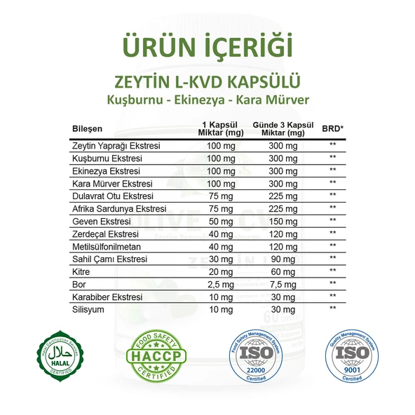 Gökçek Şifa Zeytin L-kvd Kapsül (OLİVE L-CVD CAPSULE) 60 Adet - Resim 3