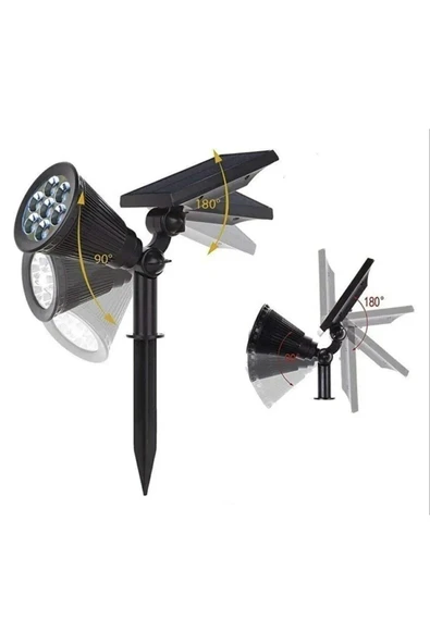 18w Led Solar Kazıklı Çim Armatür Cata Güneş Enerjili Çim Lambası Bahçe Aydınlatma Yeşil Renk Işık - Resim 6