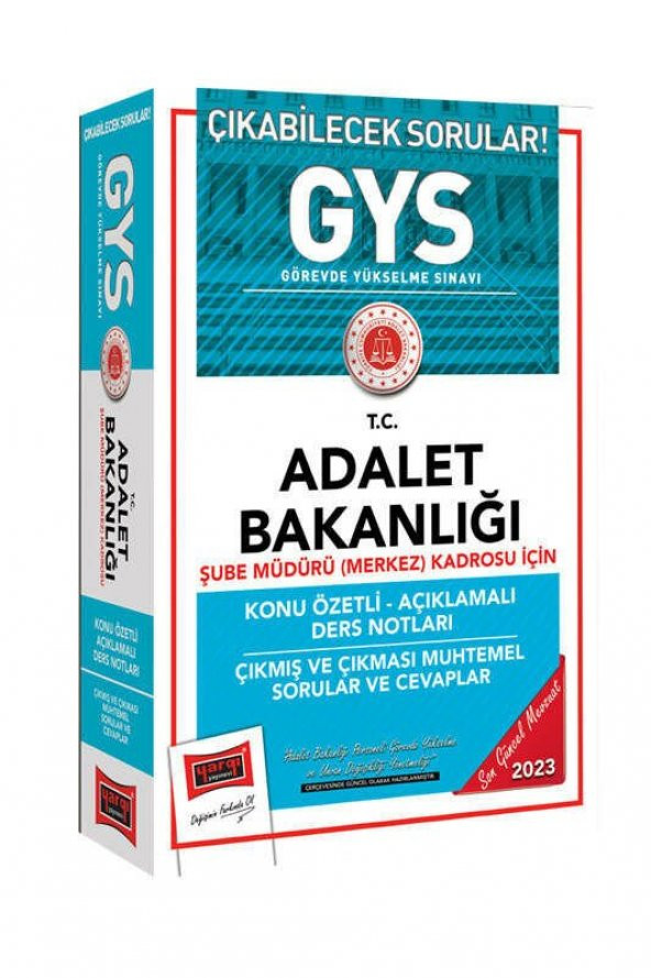 Yargı 2023 GYS Adalet Bakanlığı Şube Müdürü Konu Özetli Ders Notları Çıkmış ve Çıkması Muhtemel Sorular Görevde Yükselme Yargı Yayınları