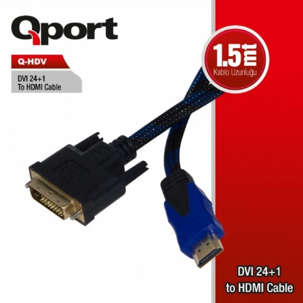 QPORT Q-HDV DVI TO HDMI 24+1 CONVERTER ÇEVİRİCİ KABLO 1.5MT