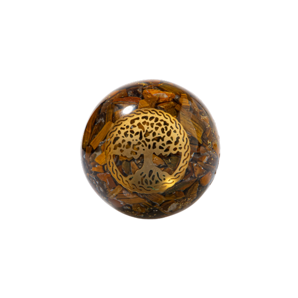 Kaplan Gözü Hayat Ağaçı Doğal Taş Organit Küre - 4