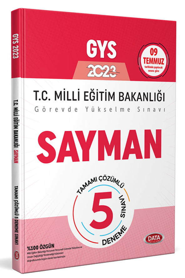 2023 Milli Eğitim Bakanlığı Sayman Tamamı Çözümlü GYS 5 Deneme Sınavı Data Yayınları