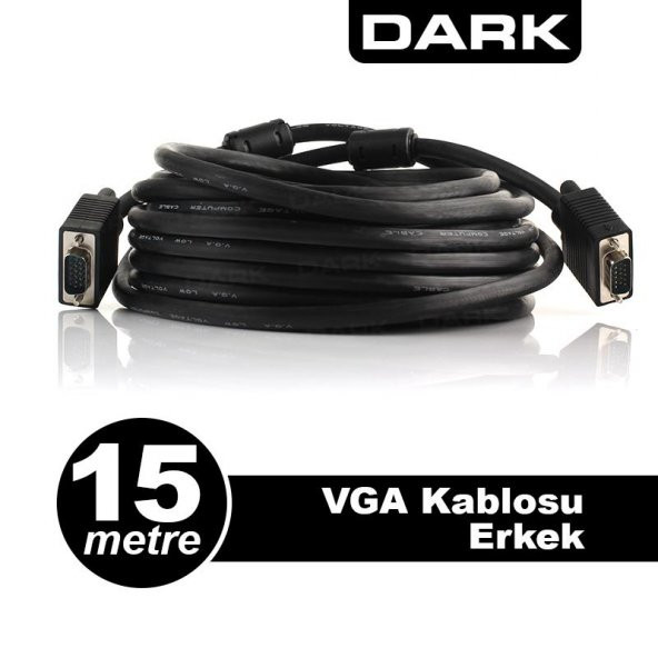 DARK - DK-CB-VGAL1500 15M FERRIT CORE EMI/RFI FILTRELI VGA GORUNTU KABLOSU