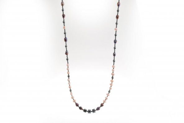 Lina, Hematit Aksesuarlı İnci Kolye