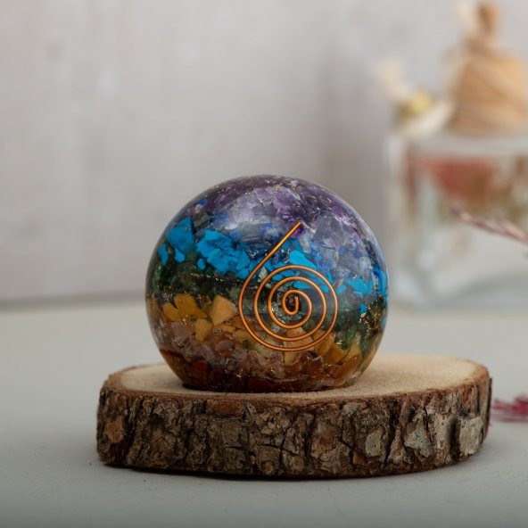 Çakra Sarmal Çakra Doğal Taş Organit Küre - 3