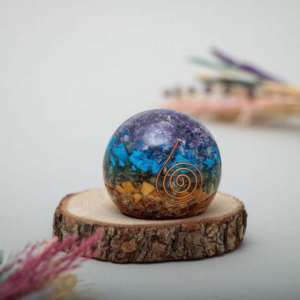 Çakra Sarmal Çakra Doğal Taş Organit Küre - 5