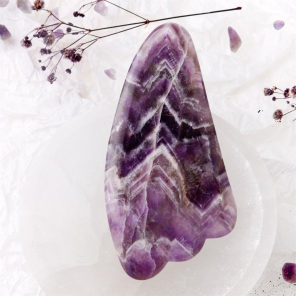 Ametist Taşı Gua Sha Yüz Masaj Taşı Kaz Ayaklı - 7