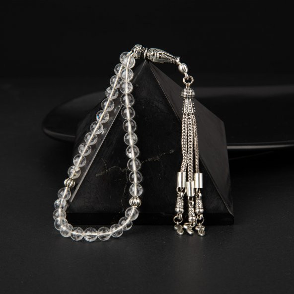 Kristal Kuvars Doğal Taş Tesbih 33lük - 6mm - 6