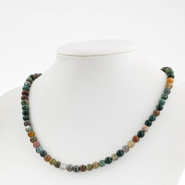 Hint Akiği 6 mm Dizi Doğal Taş Kolye - 2