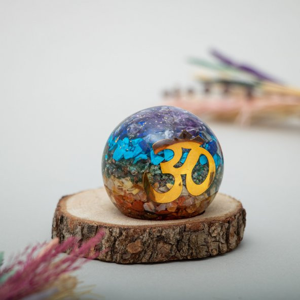 Çakra Om Doğal Taş Organit Küre - 3