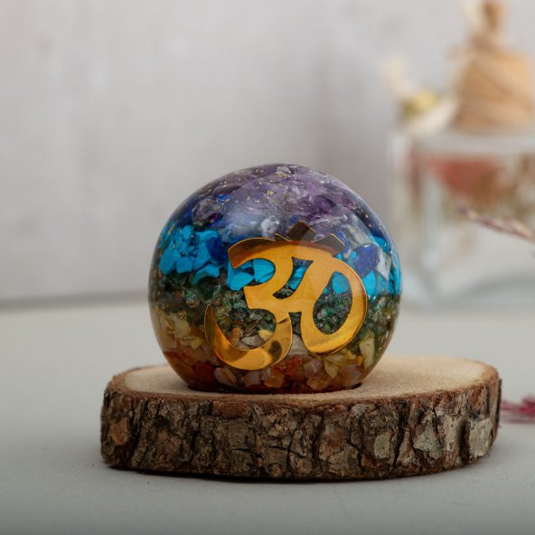 Çakra Om Doğal Taş Organit Küre - 5