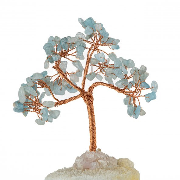 Akuamarin-Kristal Kuvars Doğal Taş Dekoratif Ağaç - 3