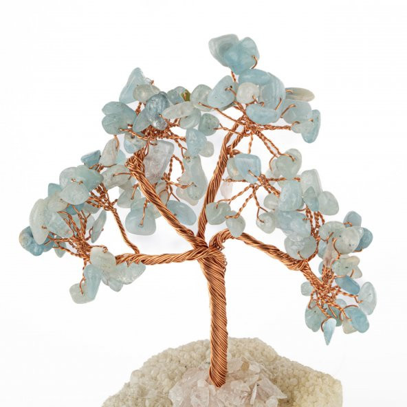 Akuamarin-Kristal Kuvars Doğal Taş Dekoratif Ağaç - 5