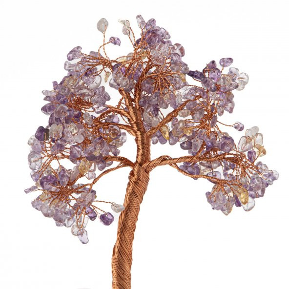 Ametrin-Pembe Kuvars Doğal Taş Dekoratif Ağaç - 5