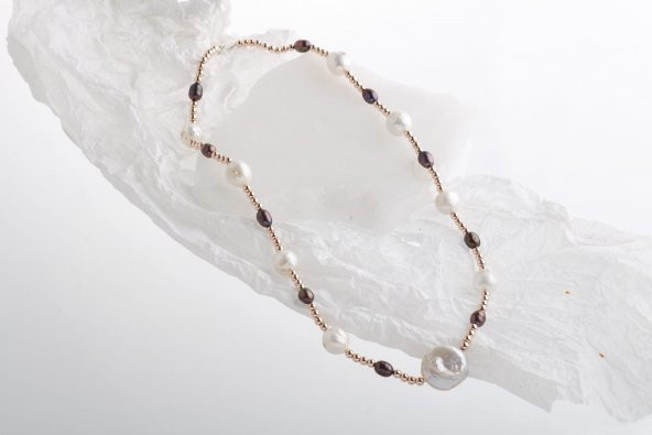 Gün Işığı, Hematit Aksesuar İnci Kolye - 2