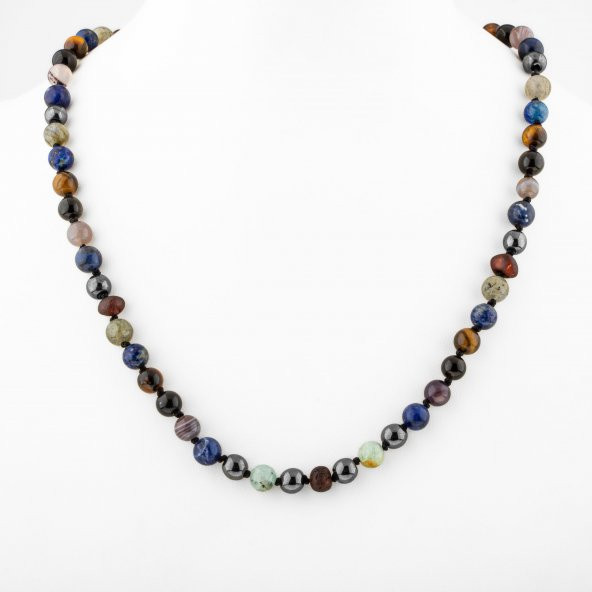 Öğrenci Kolyesi Doğal Taş 6mm Düğümlü Kolye - 6