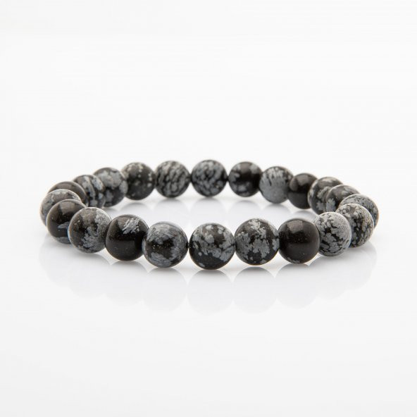 Karlı Obsidyen 8mm Doğal Taş Bileklik - 2
