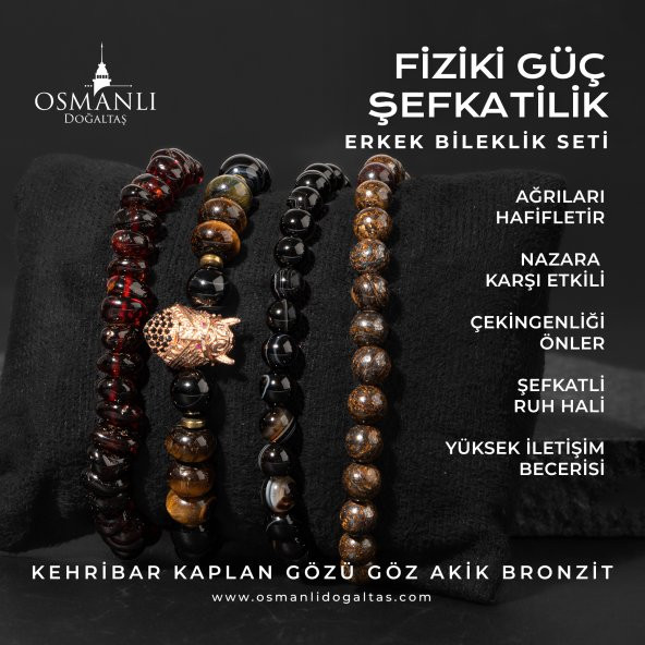 Fiziki Güç Şefkat Doğal Taş Erkek Bileklik Seti - 9