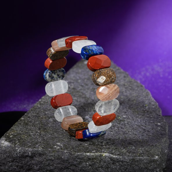 Yay Burcu Bileklik Ay Taşı, Bronzit, Güneş Taşı, Jasper, Lapis Lazuli, Selenit - 9