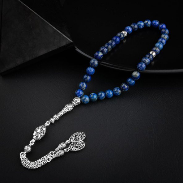 Lapis Lazuli Doğal Taş 8mm Gümüş Tesbih