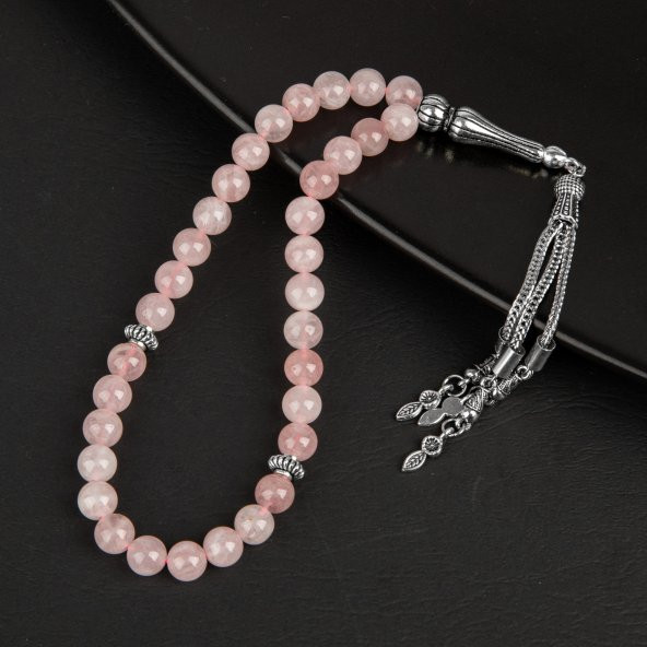 Pembe Kuvars (Gül Kuvars) Doğal Taş Tesbih 33lük - 8mm - 2
