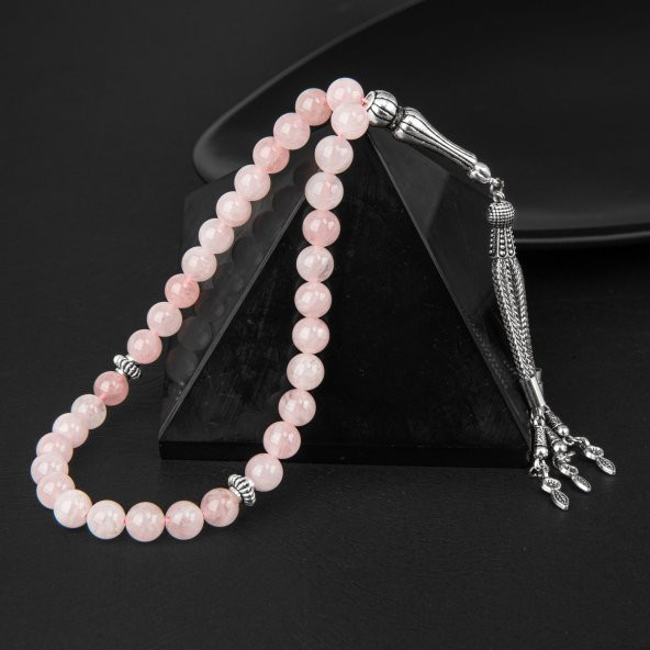 Pembe Kuvars (Gül Kuvars) Doğal Taş Tesbih 33lük - 8mm - 3