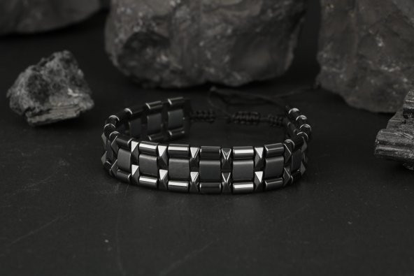 Hematit Tasarım Doğal Taş Bileklik - 3