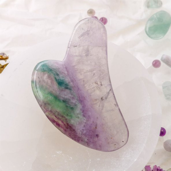 Florit Taşı Gua Sha Yüz Masaj Taşı Kalpli - 3