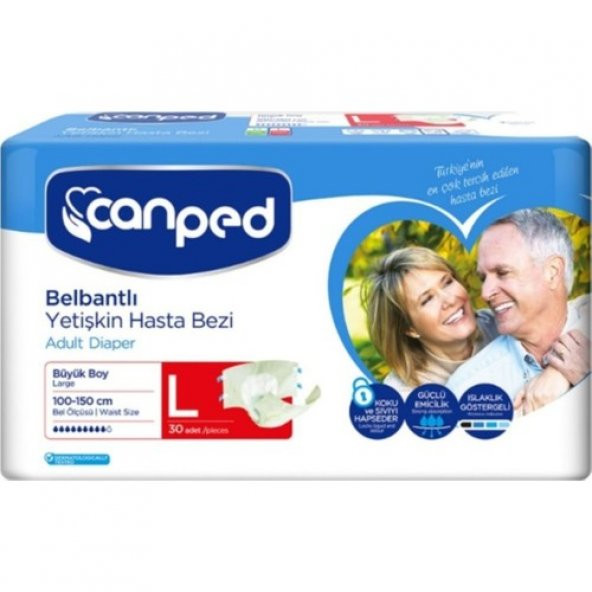 Canped (P.E.) Büyük Boy Large Belbantlı Hasta Bezi 30lu 2 paket / 60 adet - 2