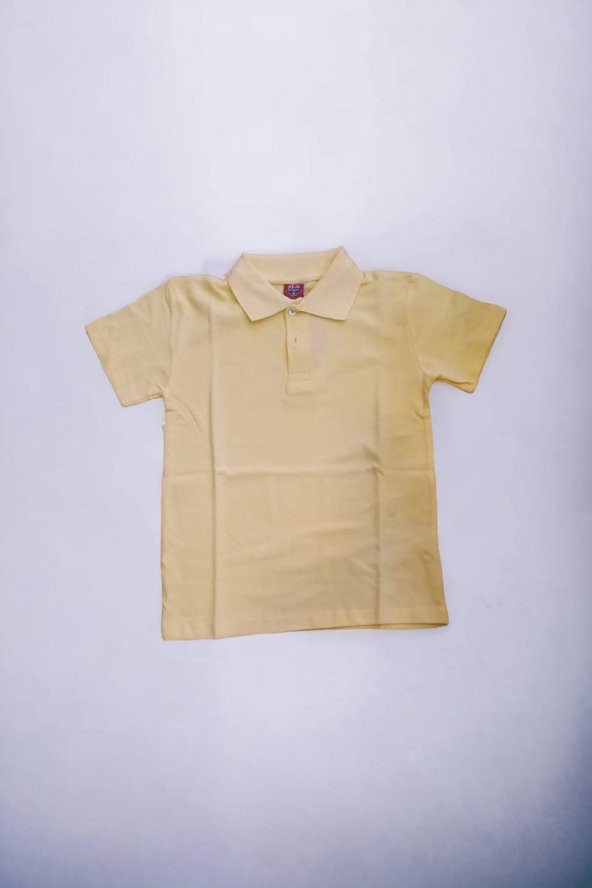 Polo Yaka Tişört Alm Kısa Kol 6-16 Yaş Çocuk açık sarı Okul Tişört/t-shirt