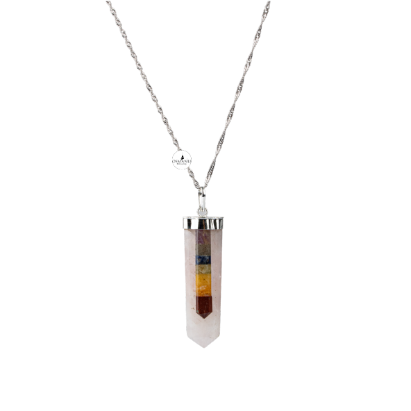 Pembe Kuvars Çakra Gümüş Kolye Ametist, Jasper, Labradorit, Lapis Lazuli, Pembe Kuvars - 2