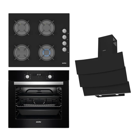 Simfer Siyah Cam Ankastre Set ( 7327-8706-3500 )