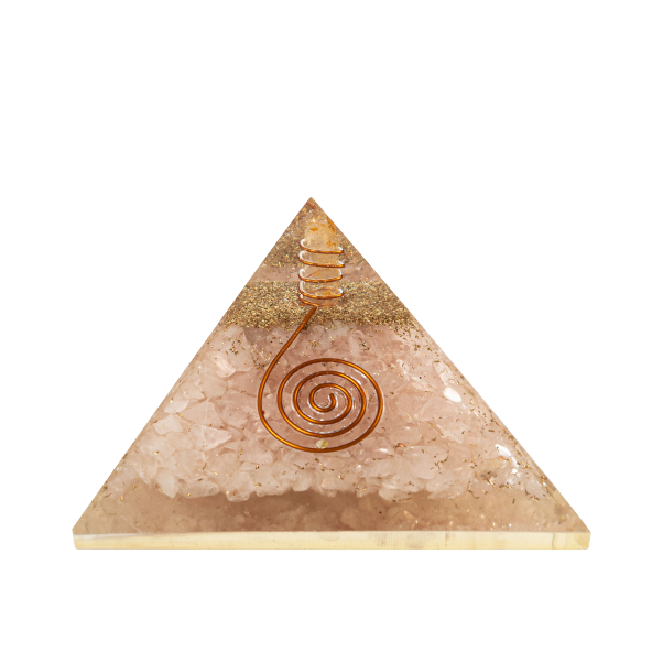 Pembe Kuvars Doğal Taş Organit Piramit - 9cm - 2