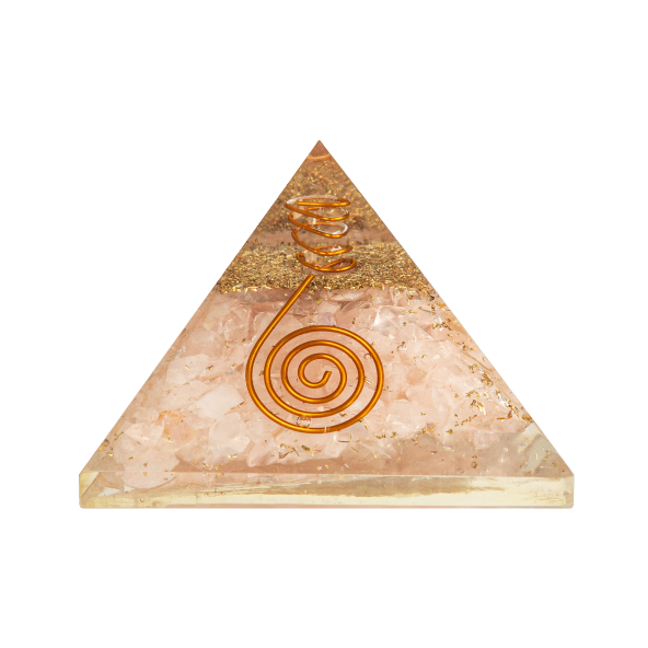 Pembe Kuvars Doğal Taş Organit Piramit - 6cm - 2