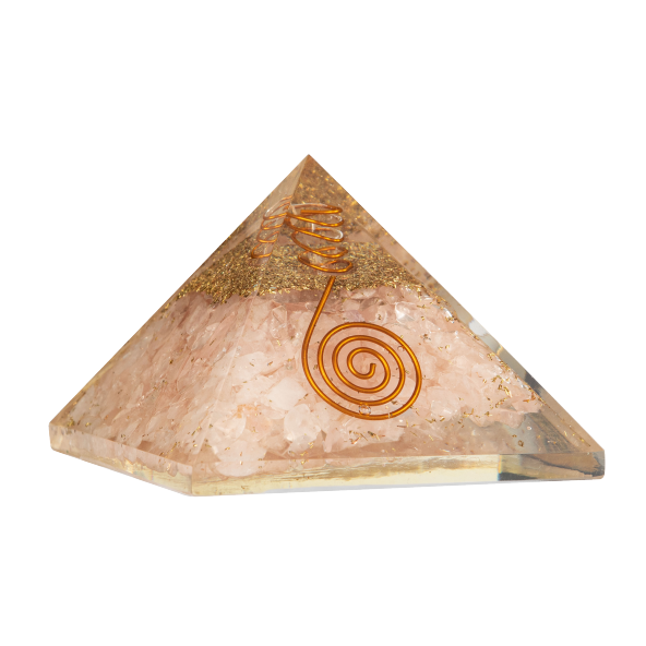 Pembe Kuvars Doğal Taş Organit Piramit - 6cm - 3