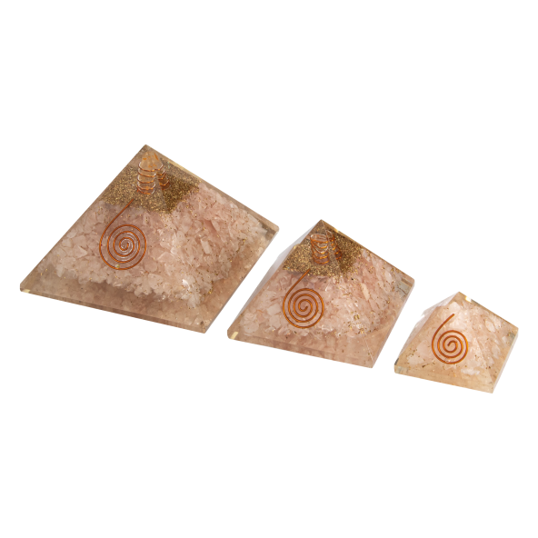 Pembe Kuvars Doğal Taş Organit Piramit - 6cm - 9