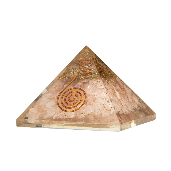 Pembe Kuvars Doğal Taş Organit Piramit - 6cm - 6