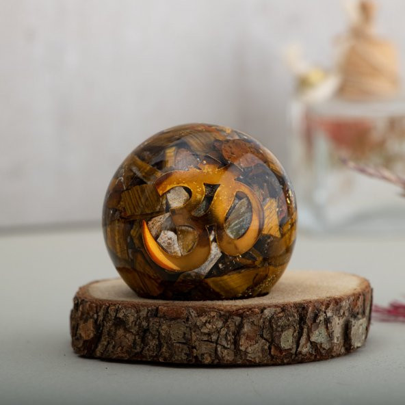 Kaplan Gözü Om Doğal Taş Organit Küre - 2