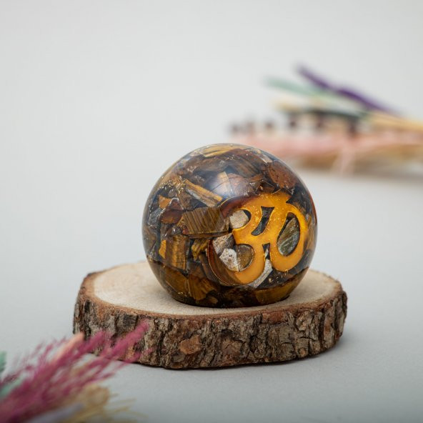 Kaplan Gözü Om Doğal Taş Organit Küre - 3