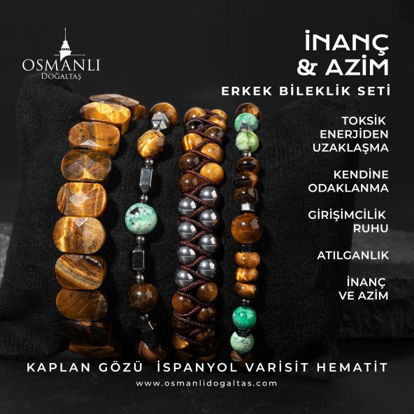 İnanç ve Azim Doğal Taş Erkek Bileklik Seti - 10