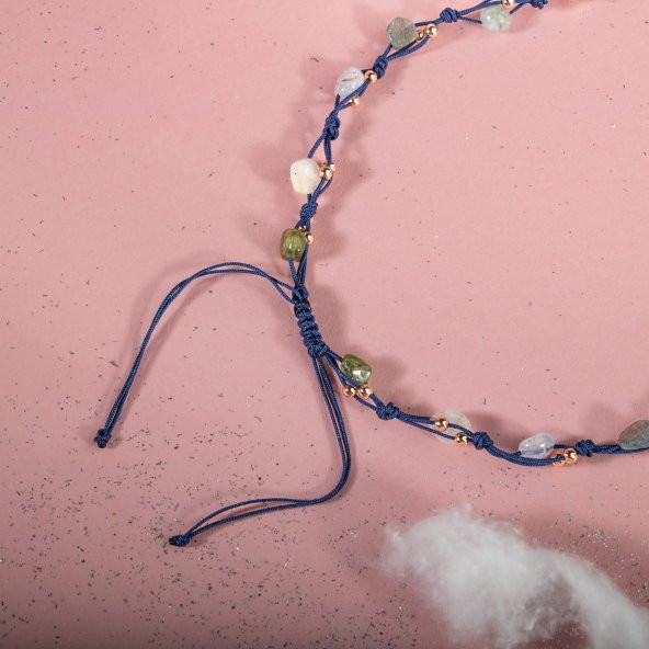 Kova Burcu Kolye Akuamarin, Ametist, Ay Taşı, Kalsedon, Labradorit, Mor Florit, Yeşim - 2