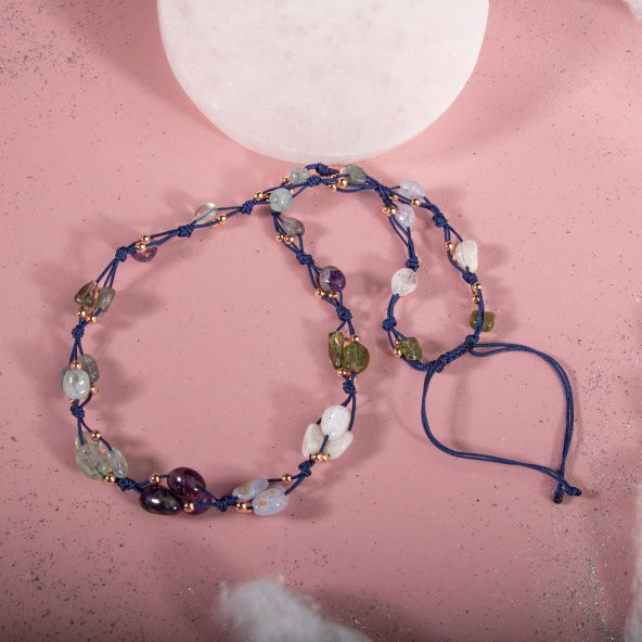 Kova Burcu Kolye Akuamarin, Ametist, Ay Taşı, Kalsedon, Labradorit, Mor Florit, Yeşim - 3