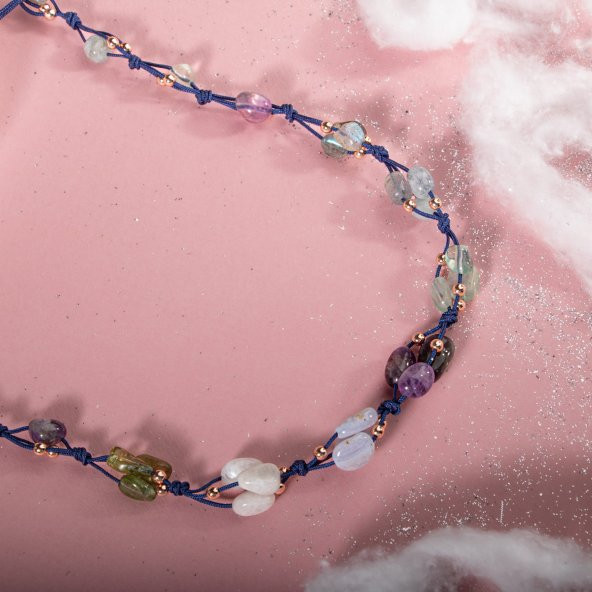 Kova Burcu Kolye Akuamarin, Ametist, Ay Taşı, Kalsedon, Labradorit, Mor Florit, Yeşim - 4