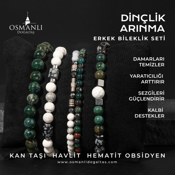 Dinçlik Arınma Doğal Taş Erkek Bileklik Seti - 8