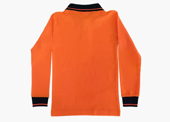 Polo Yaka Tişört çocuk uzun kol siyah çizgi yaka Turuncu Okul Tişört/t-shirt - 2