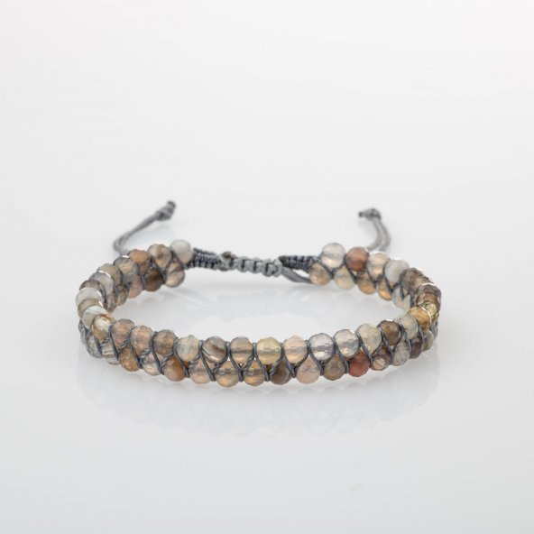 Botswana Akiği 3-4mm Çift Sıra Doğal Taş Bileklik - 8