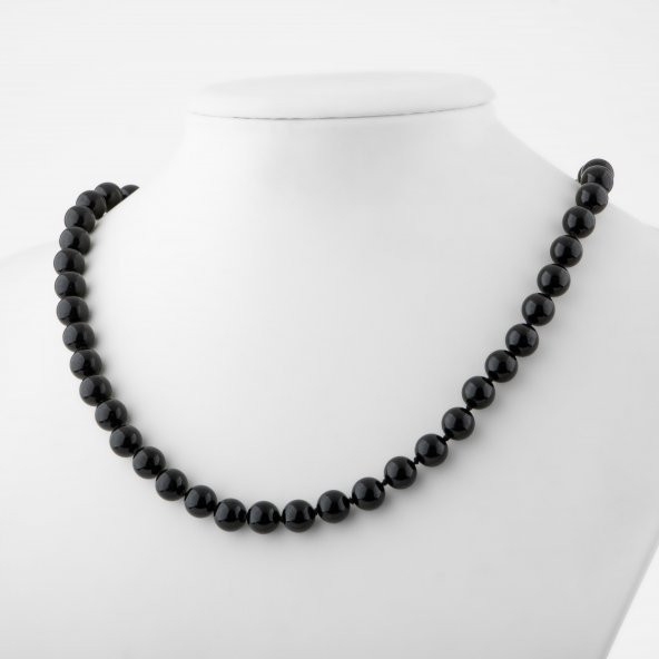 Golden Obsidyen 8 mm Düğümlü Doğal Taş Kolye - 2